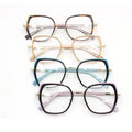AM003 Hot Sale Women's Fashion Eyeglasses Solid Blue Gold Pink Acetate Metal Optical Frame Diamond Face Ready Stock for Reading