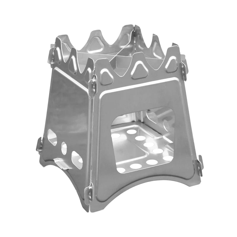 Chinese Products Outdoor Camping Stainless Steel Folding Pocket Stove Lightweight Portable Titanium Wood Stove Large Size