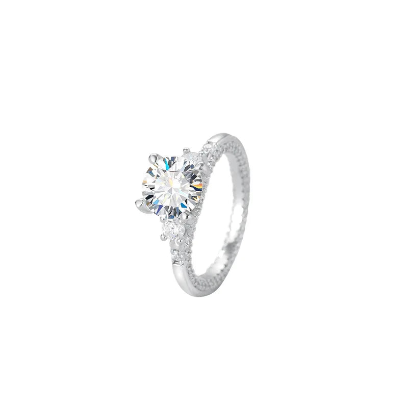 Luxury S925 Sterling Silver Snowflake Shape 2ct Vvs Moissanite Diamond halo Fashion Wedding Ring for Women Ladies Jewelry