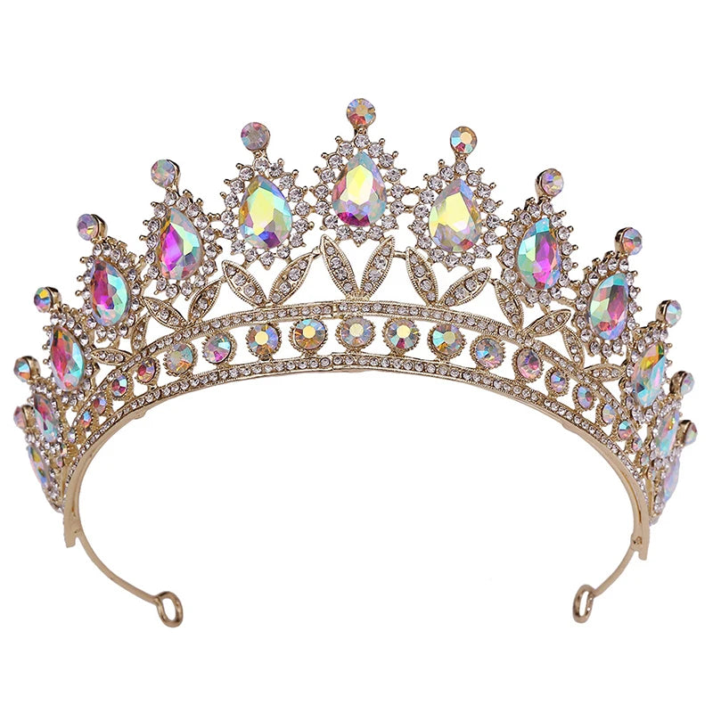Wholesale Pageant Bridal Hair Accessories Colorful Baroque Birthday Crown AB Rhinestone Hair Crown MegaBDM