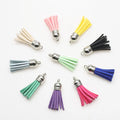 Zhubi Wholesale 4CM Korean Velvet Hanging Tassels Silver Gold Plated Cap Leather Tassel for Keychain Pendant Costonel Faux Suede