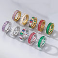 TG Luxury Cubic Zirconia Stainless Steel Classic Women's 18K Gold Plated Claw Setting Daily Wear Stackable Wedding Rings Square