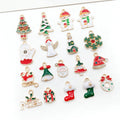 Hot Sale Assorted Christmas Enamel Charms PendantColorful Christmas Beads for DIY Jewelry Making Necklace Bracelet Crafts