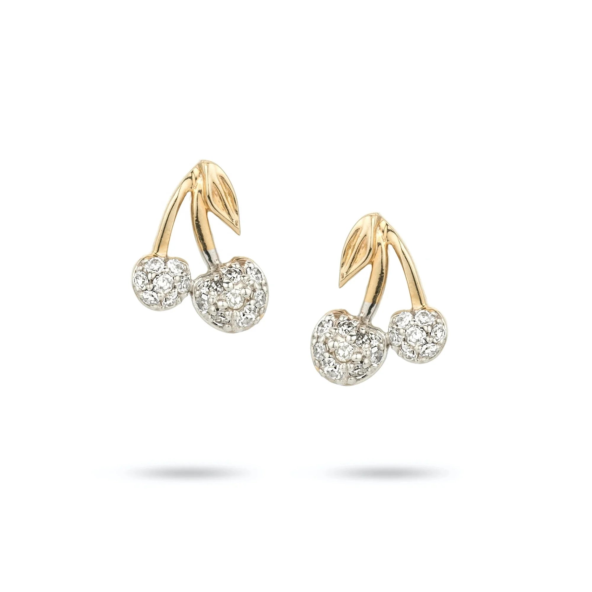 LOZRUNVE Rhodium Fresh Fruit Pave CZ Diamond Elegant Cherry Stud Earring 925 Sterling Silver