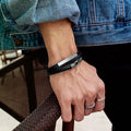 Hot Sale Leather Cord Bracelet Stainless Steel Leather Braided Multi-Layer Men's Stainless Steel Jewelry Bracelet