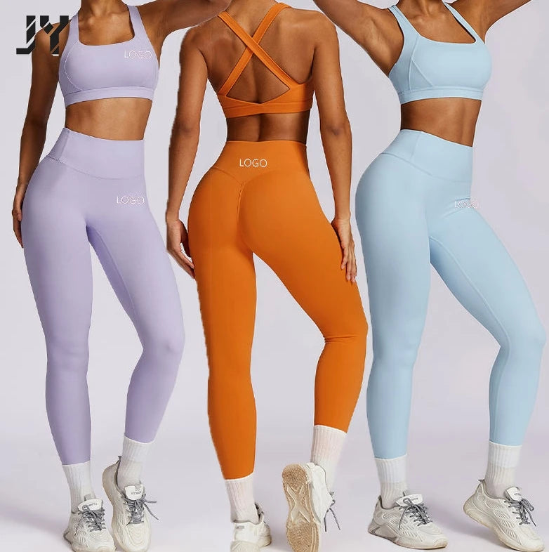 Joyyoung Custom Logo Top Quality Gym High-Elas Sweat-Absorbing Sports Running Set for Women