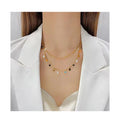 Y2K Fashion Double Layered Tassel Necklace Choker Gold Plated Stainless Steel Pearl Pendant Necklace for Women