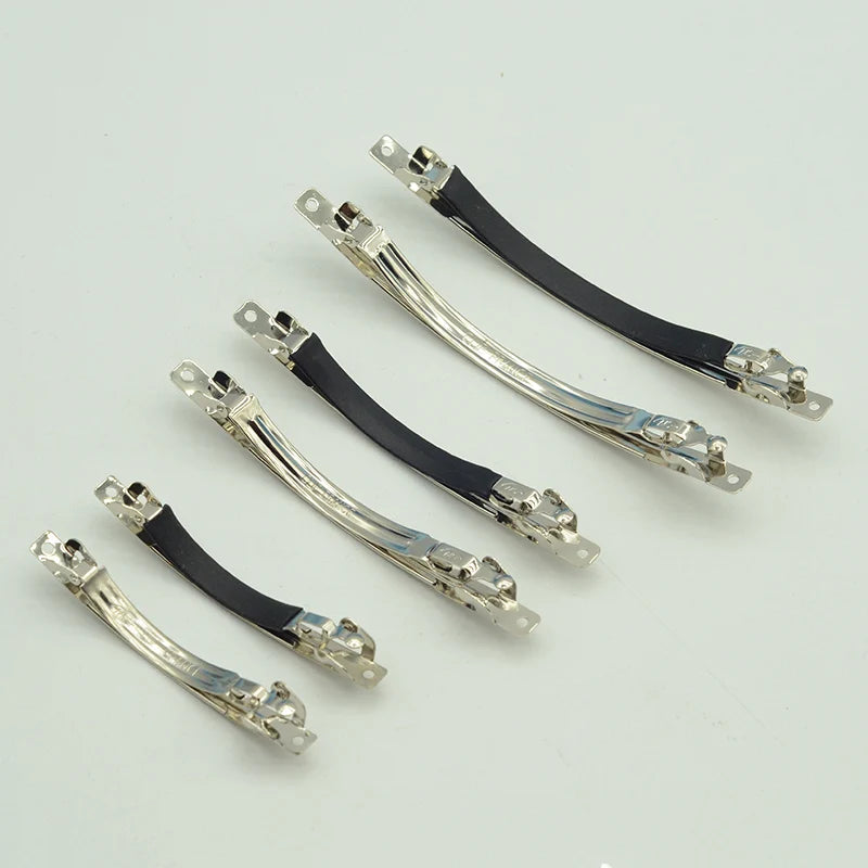 6cm 7cm 8cm 10cm Slim Metal French Barrettes With Words "Clip France" Plain Snap Clips Hairpins with Rubber Tubes for Handmade