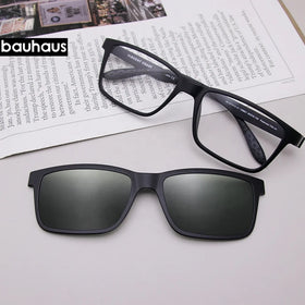 E11413 Factory Custom Perfect Match Eyeglass 1 in 1 Magnetic Clip on Square Sunglasses