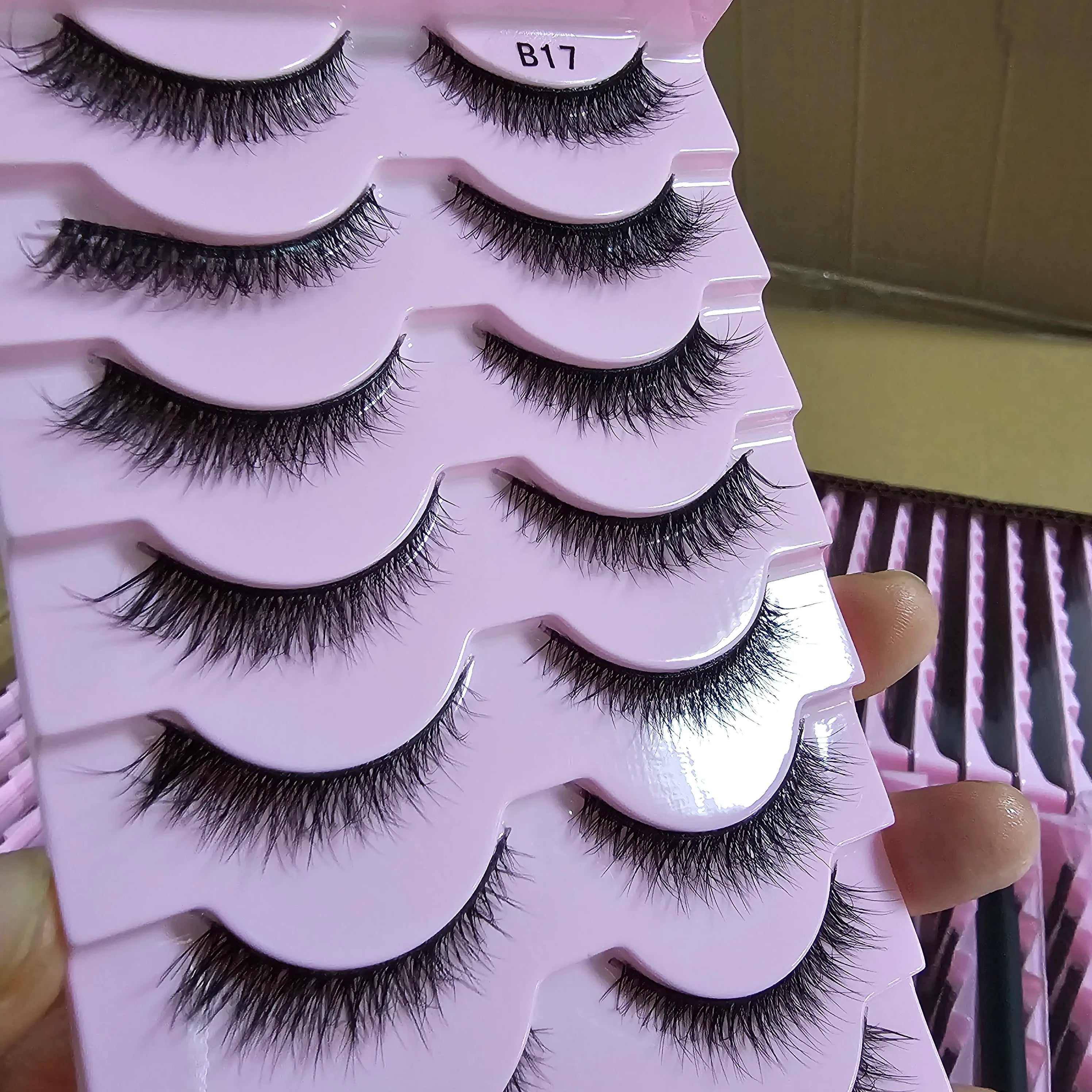 10 Pairs Handmade Natural Long False Eyelashes 6D Super for Wispy Faux Mink Cat Eye Effect Dramatic Lashes Eyelash Extension