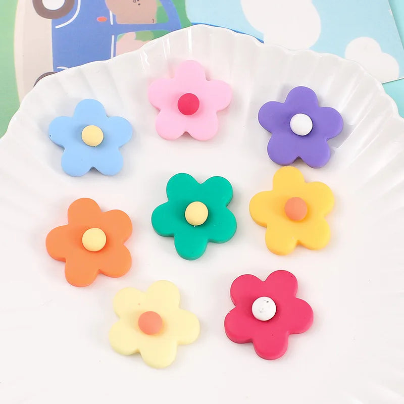 Flat Back 22x23MM DIY Accessories Cartoon Resin Multi-Color Flower Charms Pendants Charm for Cell Phone