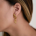 2025 Dazan New Winter HOT 18k Gold Plated Hypoallergenic Stainless Steel Neo Gothic Shine Chain Snake Dancer Earrings for Party