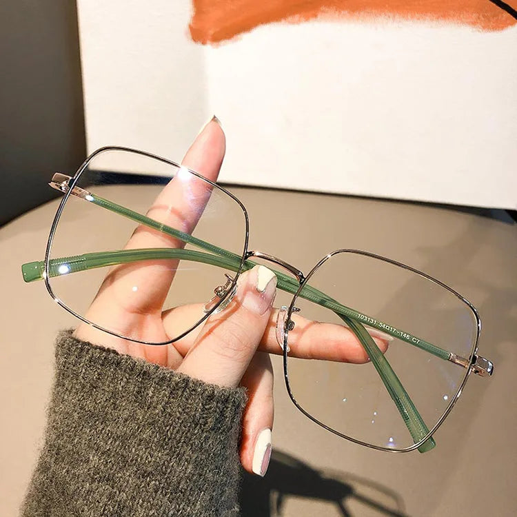 2024 Hot Selling Wholesale Metal Optical Frame Oversized Computer Glasses Anti Blue Light Luxury Trendy Eyeglasses Frame