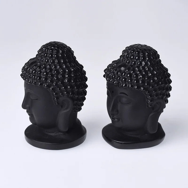 HZ Home Decoration 4cm Buddha Statue Natural Crystal Carving Obsidian Buddha Head Crafts