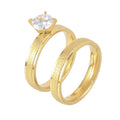 BINSHUO Wholesale Custom Stainless Steel Jewelry 18K Gold Plated Double Smooth Edge Frosted Zircon Couple Diamond Ring Men Women
