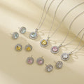 Wholesale New Light Luxury Brass16k Gold Silver Chain Necklace Round Crystal Pendant Necklace Earrings Set for Women