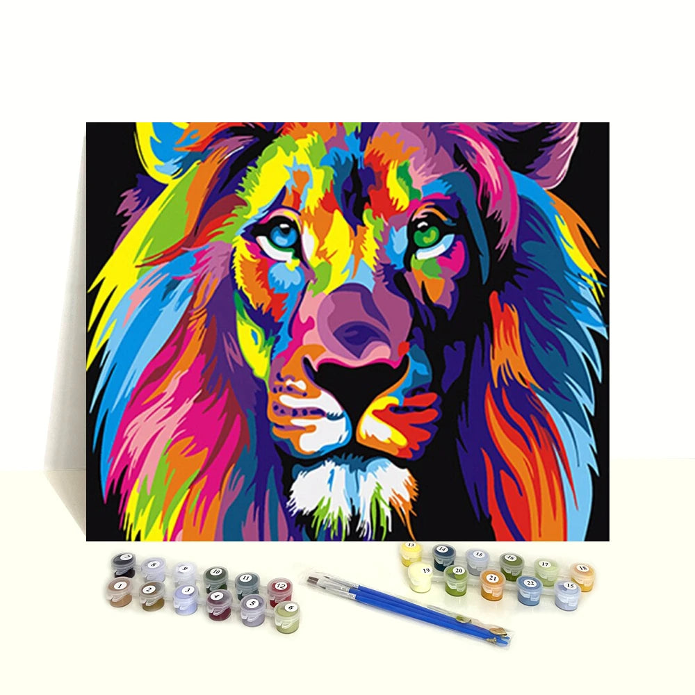 Modern Colorful Tiger Oil Painting by Numbers Famous DIY Adult Colorful Animal Oil Painting by Numbers