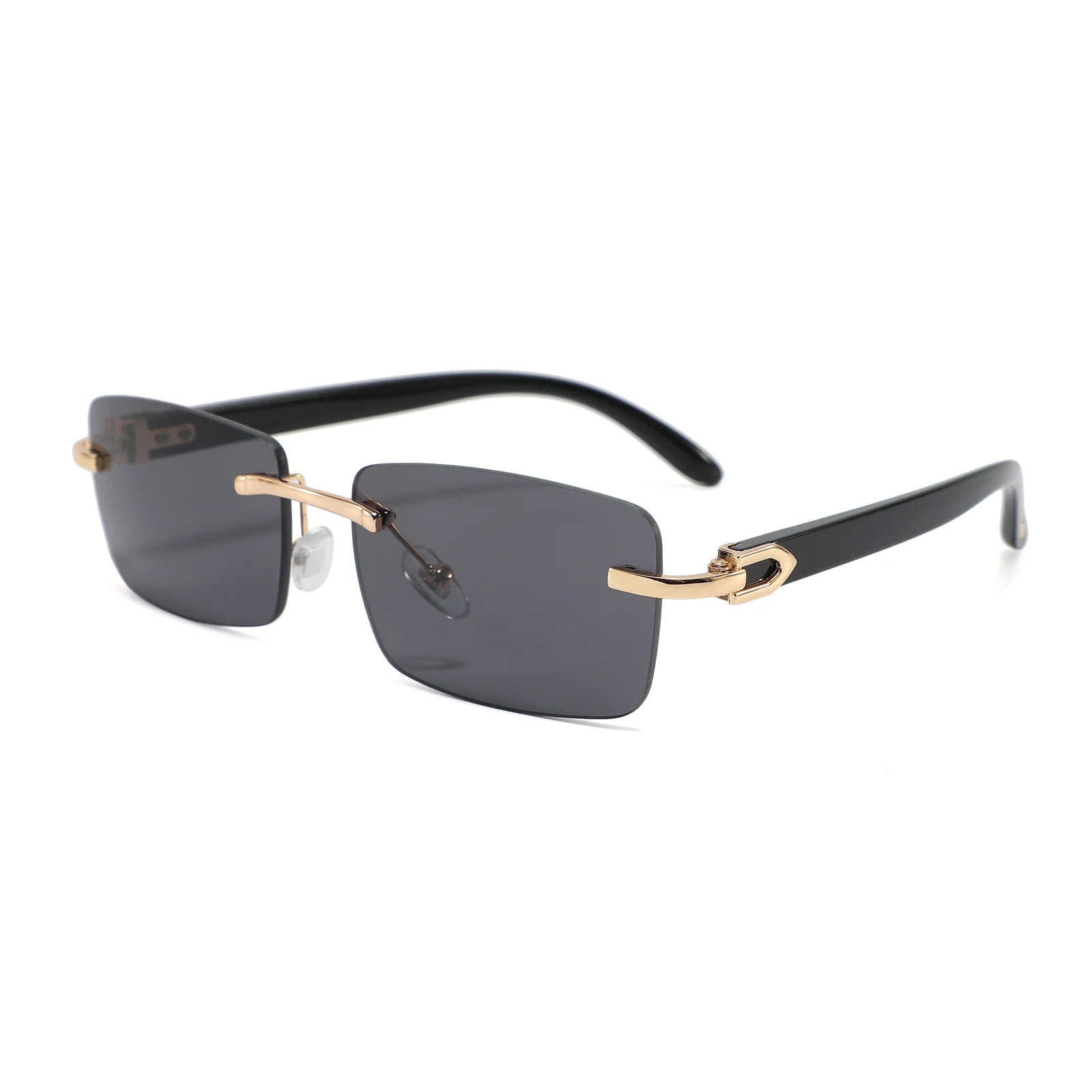 Factory Wholesale Custom Logo Rimless Sunglasses Rectangular Square Frames Custom Designer Rectangle Metal Men Sun Glasses