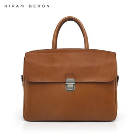 Hiram Beron Italian Full Grain Vegetable Tanned Laptop Bag Leather Briefcase