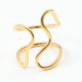 Latest Women Design Simple Jewelry 18K PVD Gold Plated Stainless Steel Geometric Wide Open Curve Ring