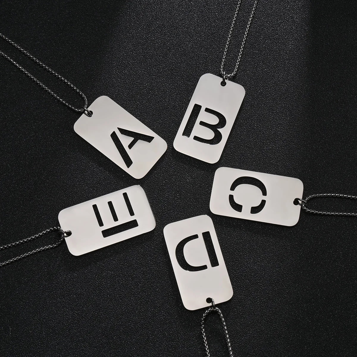 NEWNORTH Initial Letter Pendant Necklace Stainless Steel Wholesale Jewelry Letter Hollowed Out Dog-tag Pendant Necklace for Men
