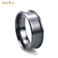 8mm Polished Flat Edge Matte Finished Wide Single Channel Setting Black Ceramic Ring Blank for Inlay