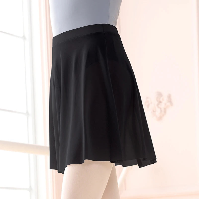 Ballet Skirt Women Soft Mesh Elastic Waist Skirts Gymnastics Training Dancewear