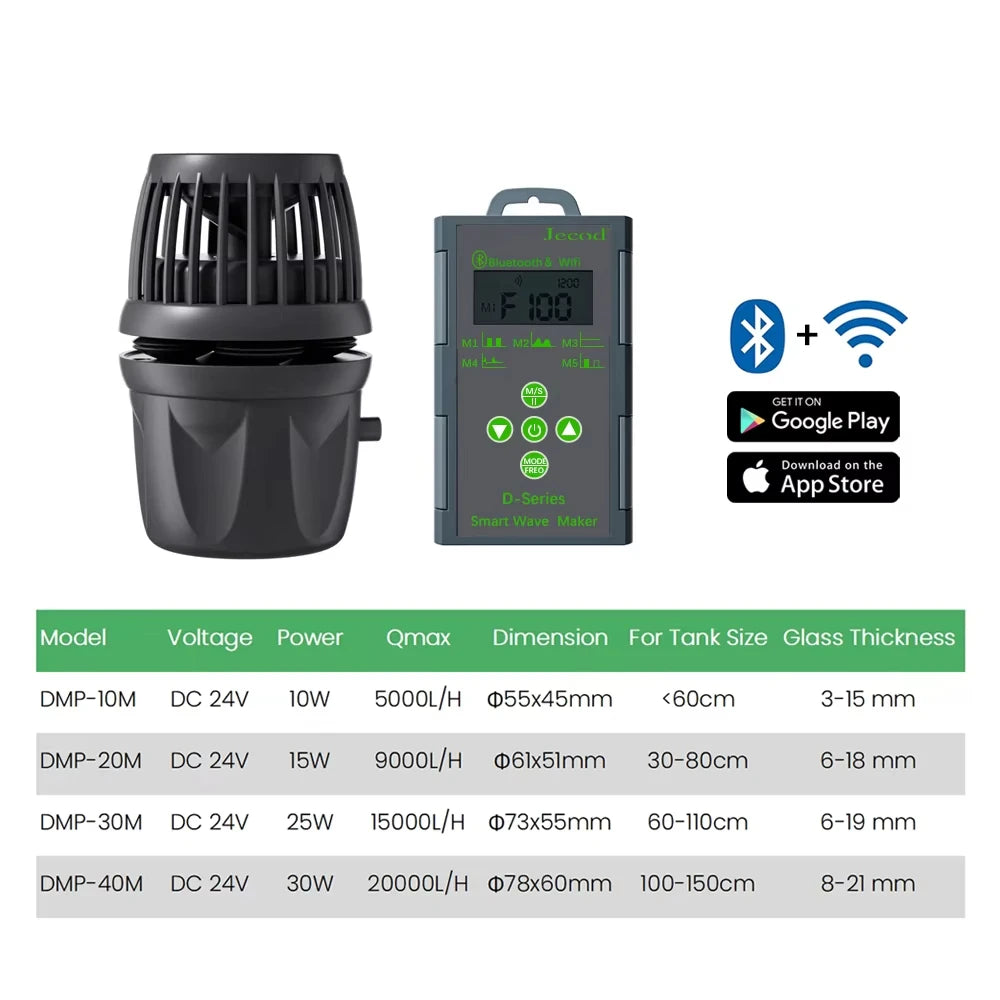 Jecod 10W/15W/25W/30W Smart Fish Tank Wavemaker Pump WIFI/Bluetooth for Freshwater Saltwater Fish Tank Aquarium
