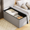 Basic Grey Collapsible Chair Bench with Storage Ottoman Rectangle Shape for Garage Work Bedside or Shoe Cabinet Storage