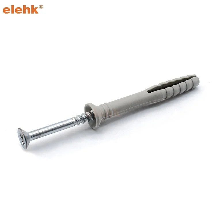 Elehk Nylon Wall Plug Anchor Plastic Fixing with Screw Wall Anchor Plastic Wall Plug Easy Drive Nylon Plug Anchor Expansion