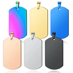 DIY Design Jewelry Custom Logo Laser Engraved Metal Blanks Dog Tags ID Card Pendants Silver Gold Stainless Steel Charm Pendant