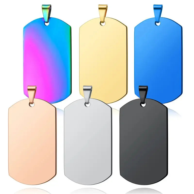 DIY Design Jewelry Custom Logo Laser Engraved Metal Blanks Dog Tags ID Card Pendants Silver Gold Stainless Steel Charm Pendant