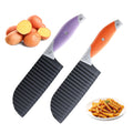 2PCS Stainless Steel Crinkle Cut Knife Veggies French Fry Potato Cucumber Carrot Fruit With Ergonomic Rubber Handle