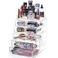 HelloWorld New Design Beautiful Tall Acrylic Makeup Organizer for Bathroom Counter
