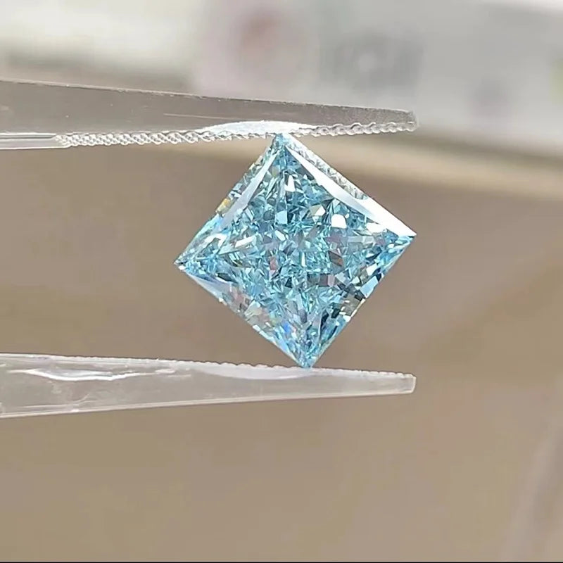 Goldleaf Fancy Intense Blue IGI Certified Lab Diamond 4ct Princess Cut Blue Lab Grown Diamond for Jewelry MegaBDM