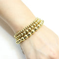 18K Gold Plated Waterproof Tarnish Free Elastic Adjustable Stainless Steel Bead Charm Bracelet-Classic Style Unisex