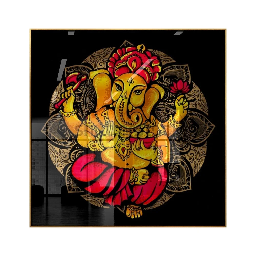 Home Decor Lord Ganesha Posters Prints Hindu Gods Canvas Art Crystal Glass Art Pictures Paintings