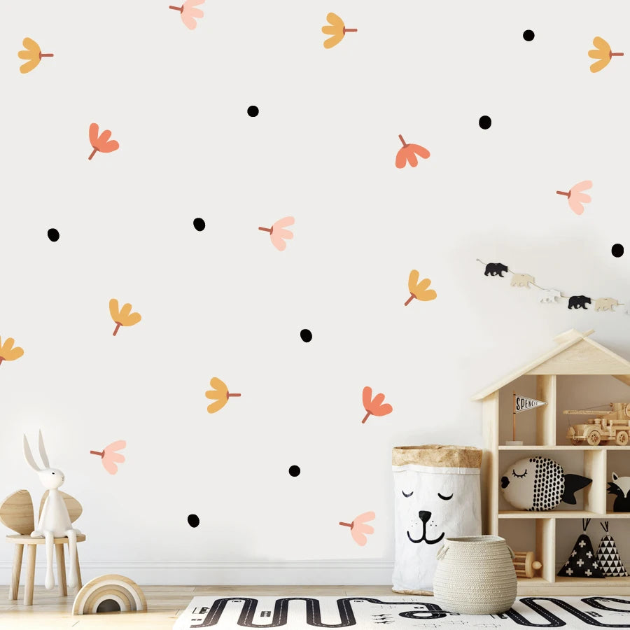 Nordicr Home Decoration Adhesive Diy Flower Boho Wall Sticker for Kids Children Nursery School Decor