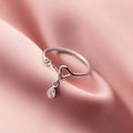 S925 Sterling Silver Love Heart Tassel Pendant with Zircon Open Wedding Ring Jewelry