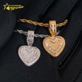 Baguette Mossanite Pendant  925 Sterling Silver VVS  Moissanite Iced Out Diamond Heart Pendant Fine Jewelry Ready to Ship