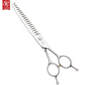 HUASIS HU7-7018T Professional Chunker 7inch Mirror Polished Eco-Friendly Shark Teeth Pet Grooming Scissors 18T Stainless Steel
