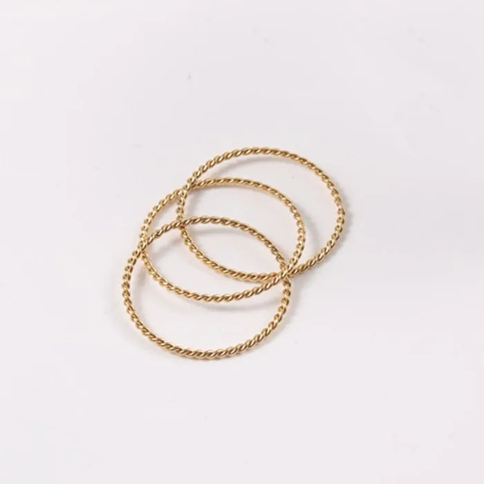 2020 Minimalist Stainless Steel Dainty Braided Three Layers Layered Ring for Women