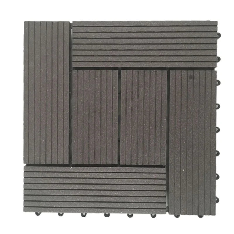 Modern Brushed Interlock Waterproof WPC Outdoor Decking Tile 300*300mm DIY 3D Embossed Garden Tile