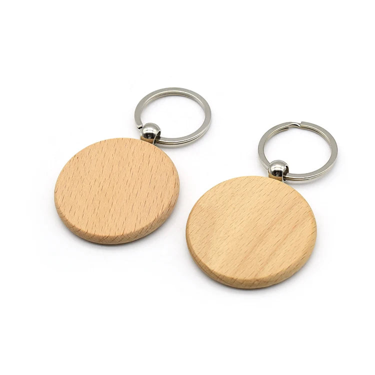 Large Size Blank Wooden Key Chain Laser Engraving logo Round Shape Wood Keyring for Souvenir Gift