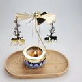 Christmas Home Decoration Gold Round Tray Revolving Candlesticks Spinning Candle Holder for Table
