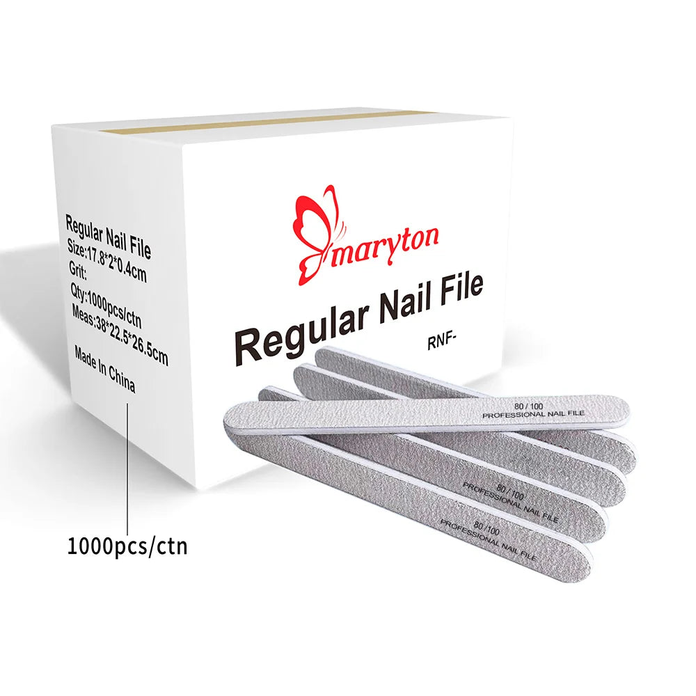 USA Free Shipping 1000Pcs/Case Wholesale Private Grey Square Shape Nail Zebra File 80 100 Nail File Best Sale for Manicure