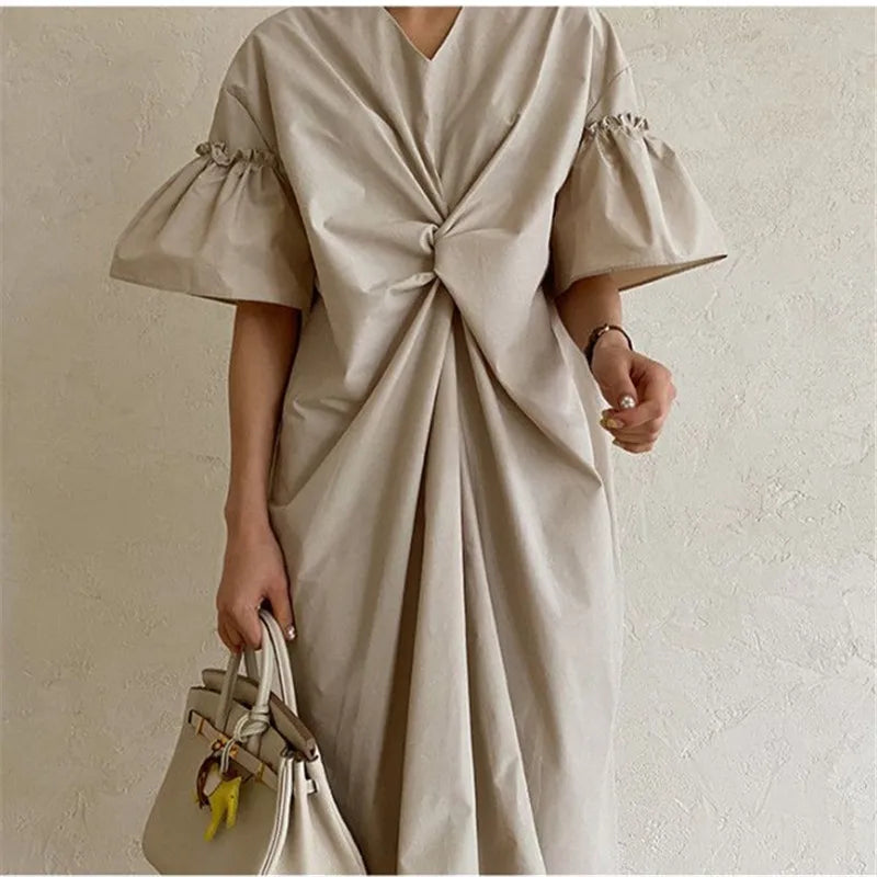 Wholesale  2021 Summer Korean Version Casual Loose Large Size Over the Knee Long Dress Fashion Elegant  Irregular Dress