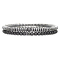 Men's Black Chalcedony Beaded Bracelet Set Geometric Cross Stacked Hip-Hop Style Made of Zinc Alloy