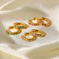 Dainty Waterproof 18k Gold Plated Stainless Steel Hoop Jewelry Gift Inlaid Cubic Zirconia Hoop Earrings for Teen Girl