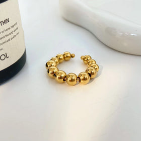 Creative 18k Gold-plated Stainless Steel Round Beads From Small to Large With Ear Clips Fashion Jewelry Earrings for Women
